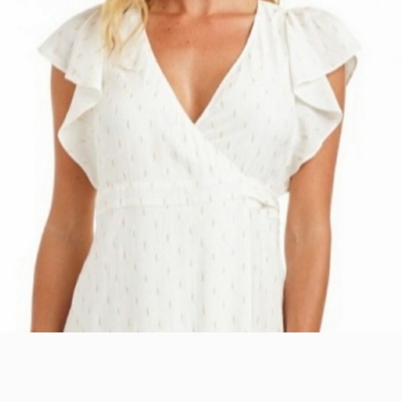 DREW "Maggie " Maxi length Wrap Dress White with Gold Lame Spun Size Small NWT - Picture 6 of 9